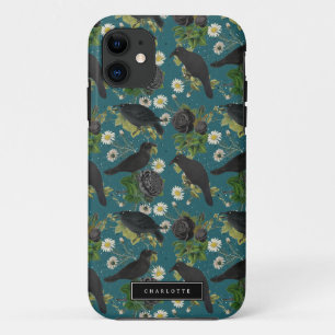 Case-Mate iPhone Case Goth Crows et Roses noirs Profond Turquoise Motif