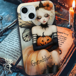 Coque Pour iPhone 15 Goth Whimsical Fée & Citrouille Custom Halloween