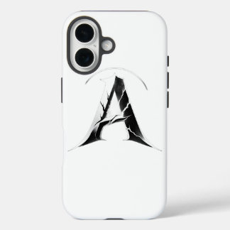 Coque Pour iPhone 16 Gothic Cracked Initial A Phone Case - Dark Minimal