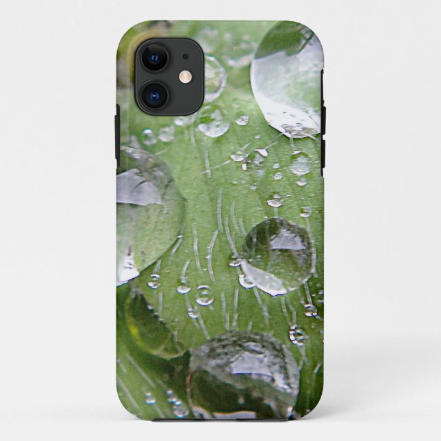 Coques Case-Mate iPhone gouttelettes d'eau sur une feuille verte (Dos)