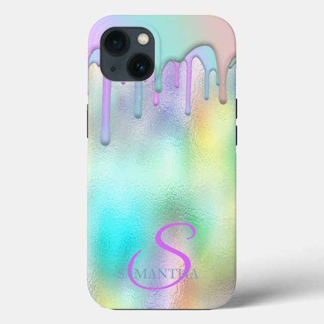 Coques Case-Mate iPhone Gouttes de arc-en-ciel tendance holographique  (Verso)