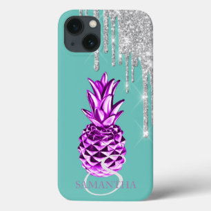 Case-Mate iPhone Case Gouttes de paillettes argentées Ananas métallisé V