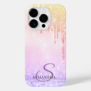 Coque Pour iPhone 14 Pro Gouttes de paillettes ombrées élégantes 