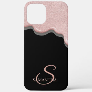 Case-Mate iPhone Case Gouttes de paillettes or rose élégant noir