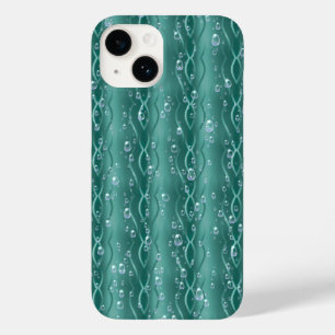 Coque Pour iPhone 14 Gouttes de pluie sur métal vert