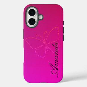 Coque Pour iPhone 16 Grace dans une ligne : Papillon Silhouette