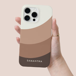 Coque iPhone 15 Pro Max Gradient Brown personnalisé Nom moderne Chic Retro