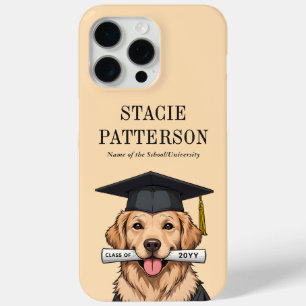 Coque iPhone 15 Pro Max Graduation personnalisée mignon Golden Retriever C