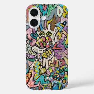 Coque Pour iPhone 16 Graffiti coloré,