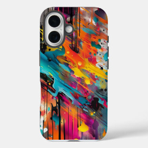 Coque Pour iPhone 16 Graffiti éclaboussé de chaos vif