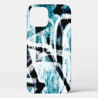 Graffiti noir et bleu Abstrait Coque-Mate iPhone