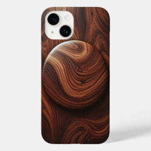 Coque Pour iPhone 14 Grain de bois de noyer poli de luxe abstrait circu
