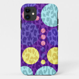 Coque Case-Mate Pour iPhone Grand Aqua jaune pourpre du pois   d'empreinte de