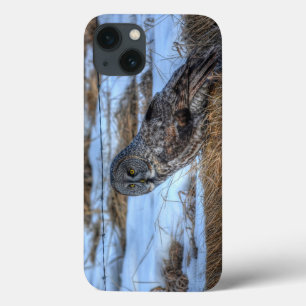 iPhone 13 Coque Grand hibou gris et la faune de la ligne de crête