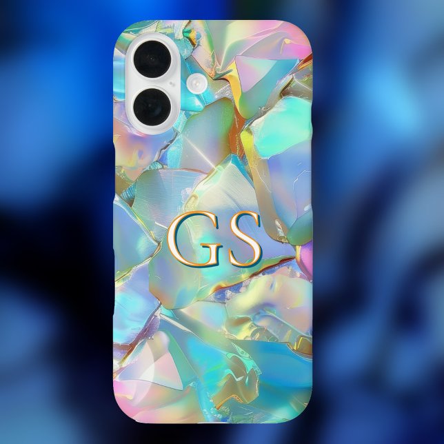 Coques Case-Mate iPhone Grand monogramme ou nom sur Opal (Créateur téléchargé)
