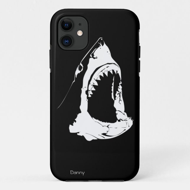 Coques Case-Mate iPhone Grande conception noire et blanche de requin blanc (Dos)