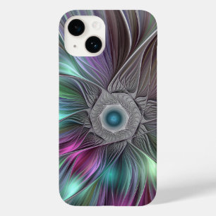 Coque Pour iPhone 14 Grande Fleur colorée Abstraite Trippy Fractal Art