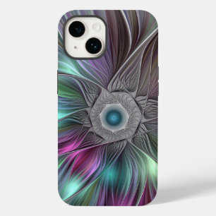 Coque Pour iPhone 14 Grande Fleur colorée Abstraite Trippy Fractal Art