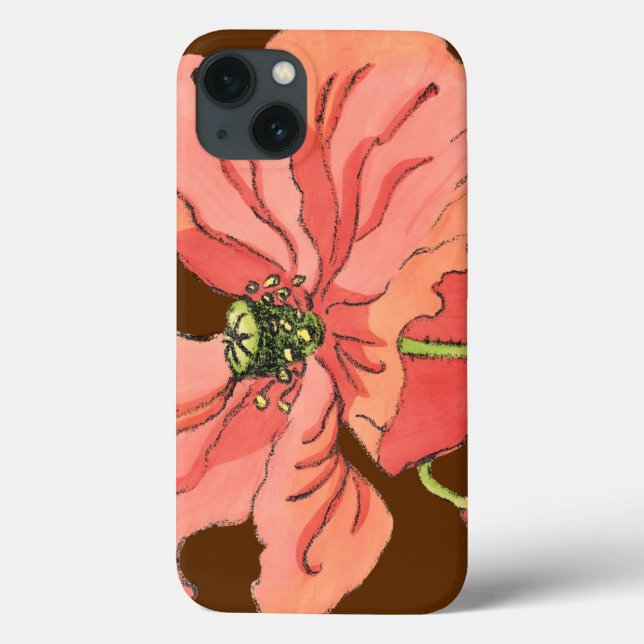 Coques Case-Mate iPhone Grande Fleur rose avec Arrière - plan rouge profon (Verso)