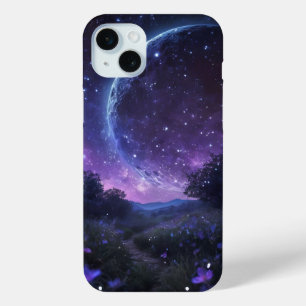 Coque iPhone 15 Mini Grande Lune 🌕 Nuit Étoilée Magique