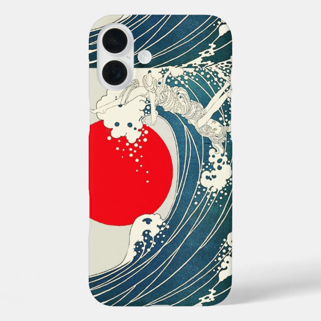 Coques Case-Mate iPhone GRANDE VAGUE ET ROUGE SOLEIL Bleu Blanc Nautique (Verso)