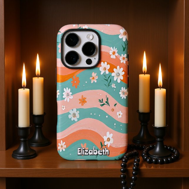 Coques Case-Mate iPhone Grandes bandes florales ondulées (Créateur téléchargé)