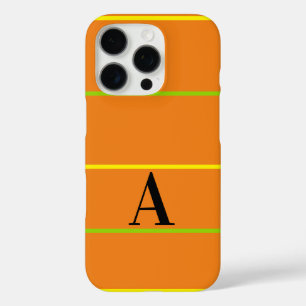 Coques iPhone 16 Pro Grandes bandes vert orange monogramme