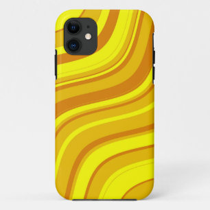 Coque iPhone 11 Grandes ondes jaunes et Brown Motif 2