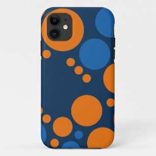 Coque iPhone 11 Grands Pois rétro   Bleu orange