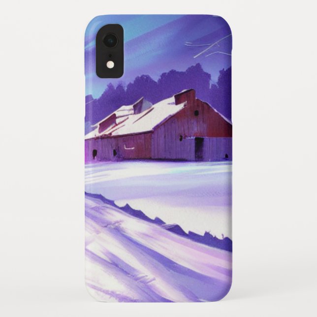 Coques Case-Mate iPhone Grange couverte de neige dans le paysage hivernal (Dos)