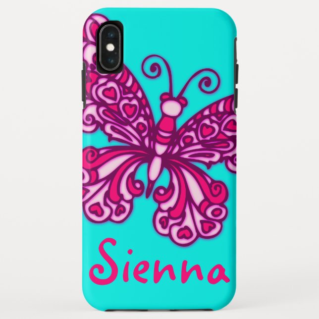 Coques Case-Mate iPhone Graphique blanc rose de papillon (Dos)