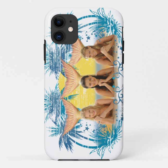 Coques Case-Mate iPhone Graphique bleu de palmier de groupe (Dos)
