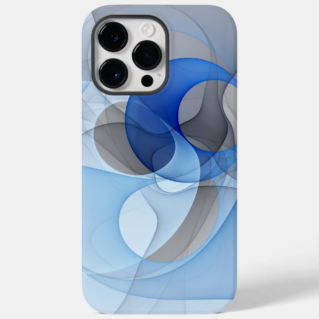 Coques Case-Mate iPhone Graphique d'art fractal gris bleu Abstrait moderne (Verso)