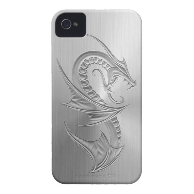 Coques Case-Mate iPhone Graphique de dragon d'effet d'acier inoxydable (Dos)