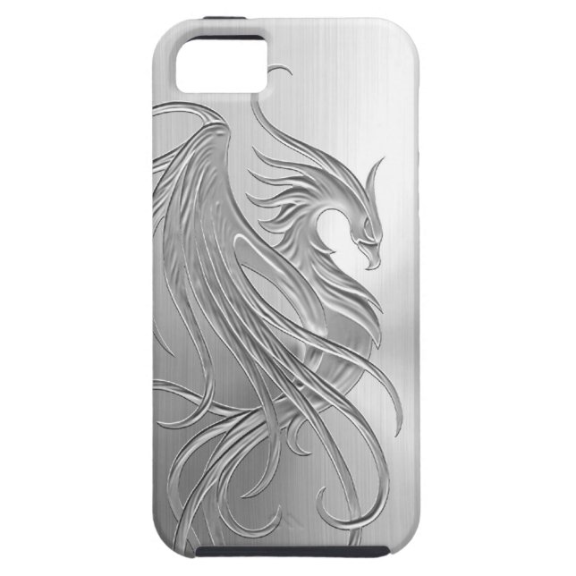 Coques Case-Mate iPhone Graphique de Phoenix d'effet d'acier inoxydable (Dos)
