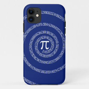 Coque iPhone 11 Graphique en spirale pour Pi sur bleu marine