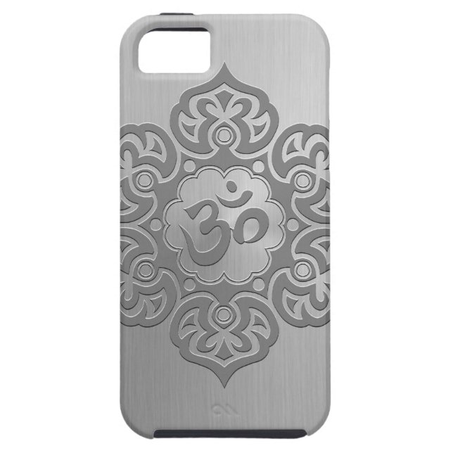 Coques Case-Mate iPhone Graphique floral d'Aum d'effet d'acier inoxydable (Dos)