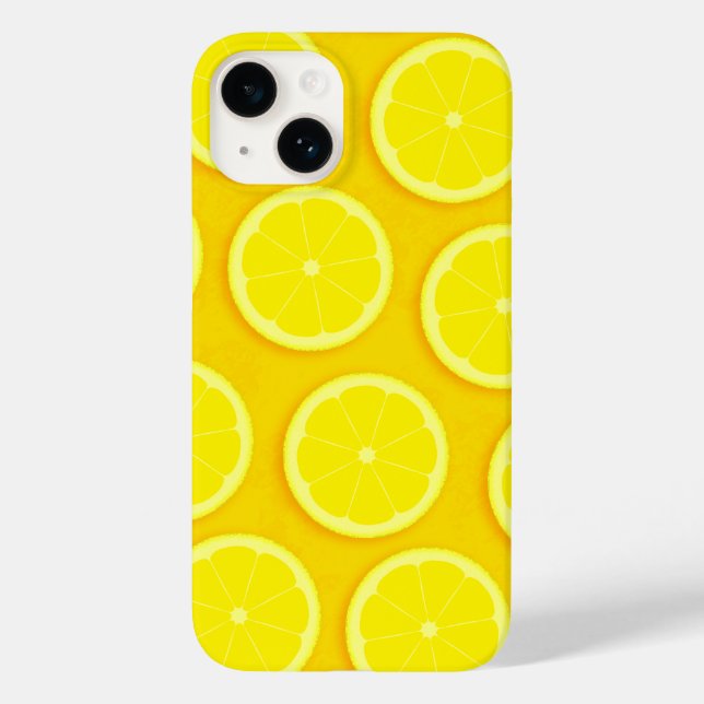 Coques Case-Mate iPhone Graphique jaune vif à tranche de citron (Verso)