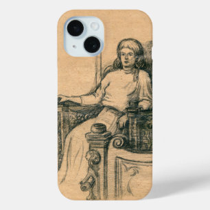 Coque Pour iPhone 15 Graphiques crayon de dame sur l'artisanat