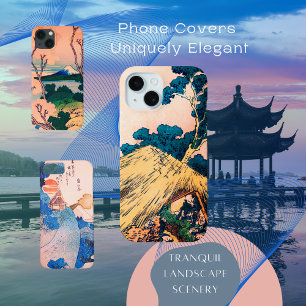 Coque Pour iPhone 15 Graphiques d'encre Paysage asiatique