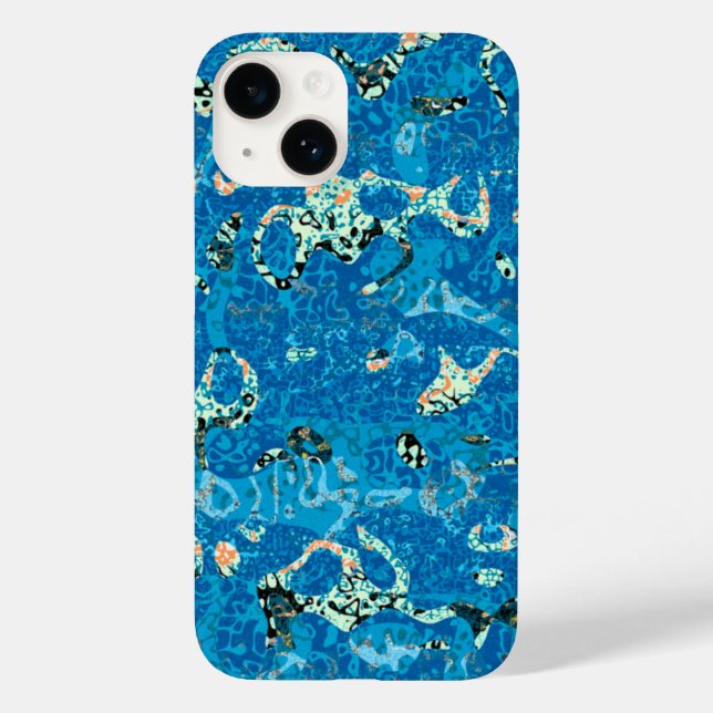 Coques Case-Mate iPhone Graphisme bleu orange noir pointé Abstraction (Verso)