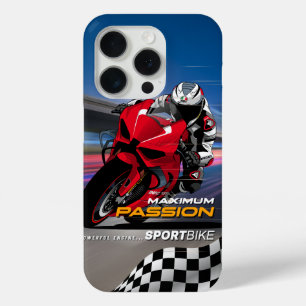Coque iPhone 15 Pro Graphisme de course de Superbike Maximum Passion B
