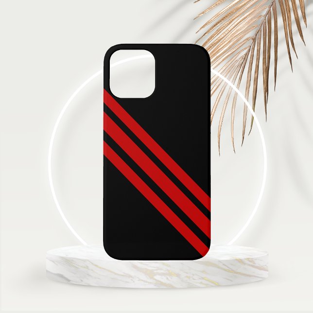 Coques Case-Mate iPhone Gras de bandes rouges pour le professionnel (Bold Red Diagonal Stripes set on Basic Black Phone Case
)