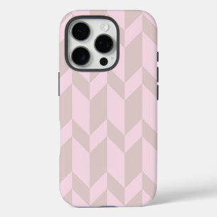 Coques iPhone 16 Pro Gras Flèche à deux tons Chevron Grille Rose neutre