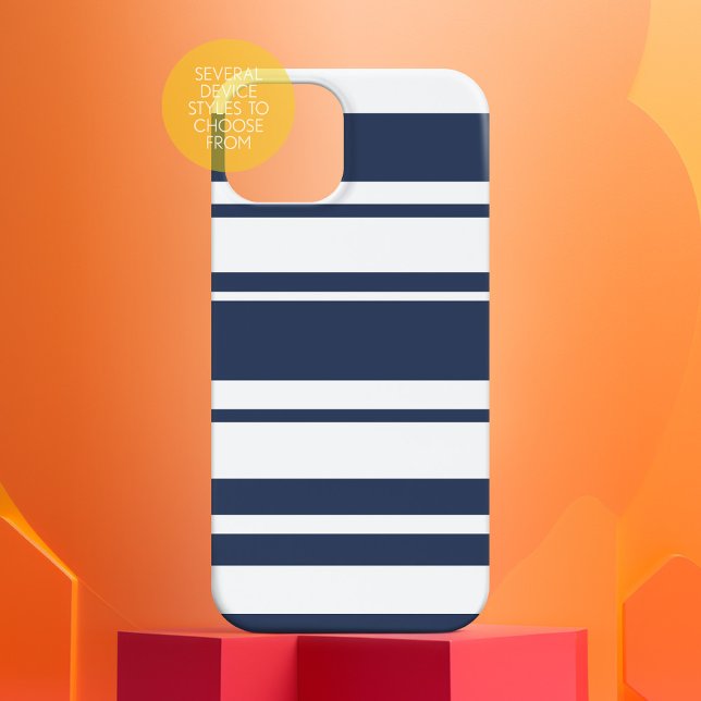 Coques Case-Mate iPhone Gras Motif à bande - marine blanche et marine (Personalized Case-Mate Phone Case - Choose Your Device and Add Text or Completely Customize)