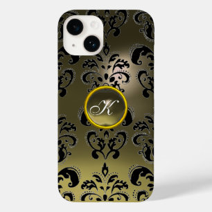 Coques Pour iPhone GRAS NOIR DAMASK MONOGRAMME DE PIERRE DE JEU Flora