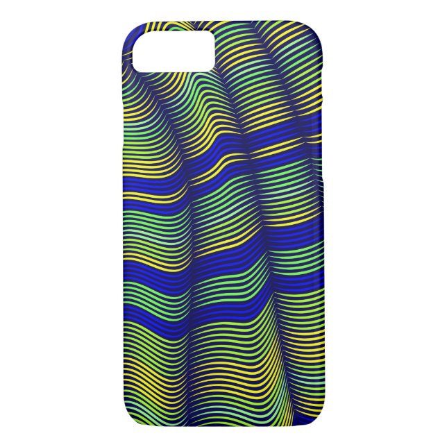 Coques Case-Mate iPhone gras ondulé abstrait-bleu et or (Dos)