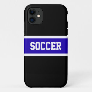 Case-Mate iPhone Case Gras Vivid Bleu Noir Blancs "SOCCER" Texte