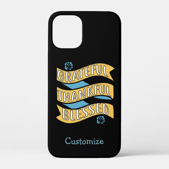 Coques Case-Mate iPhone Grateful Thankful Blessé Citation Noir Personnalis (Verso)