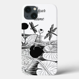 Etui iPhone 13 Gravure de nénuphars